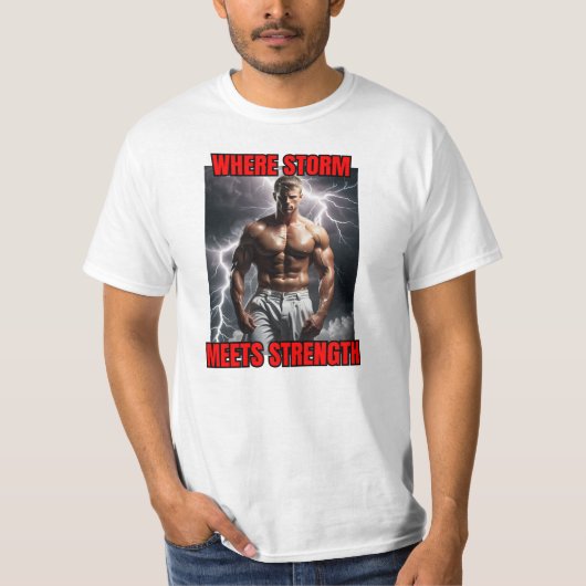 Bodybuilder en storm t-shirt (Voorkant)