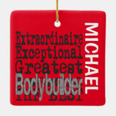 Bodybuilder Extraordinaire CUSTOM Keramisch Ornament (Achterkant)