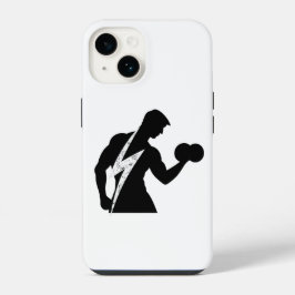 Bodybuilder Fitness Grafisch Witte iPhone Hoes 14 Hoesje