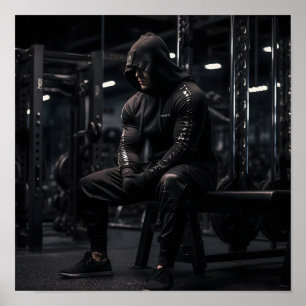 Bodybuilder Focussen op Volgende Lift Poster