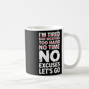 Bodybuilder Funny Geen Excuses Let's Go Gym Humor  Koffiemok