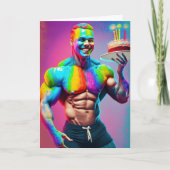 Bodybuilder Gay Birthday Kaart (Voorkant)