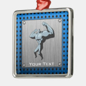 Bodybuilder, geborsteld metaal metalen ornament (Links)