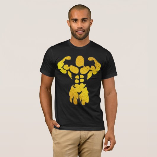 Bodybuilder Golden Folie T-shirt (Voorkant volledig)