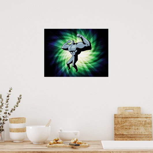 Bodybuilder; groen poster (Keuken)