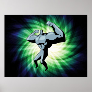 Bodybuilder; groen poster
