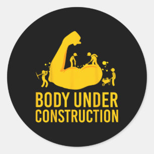 Bodybuilder in aanbouw Funny Gym Lichaam Ronde Sticker