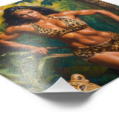 Bodybuilder in Leopard Outfit Omgeven door Oerwoud Foto Afdruk (Hoek)