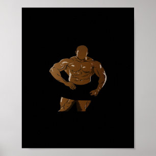 Bodybuilder in Pose – kracht en lepel voor Bodybu Poster