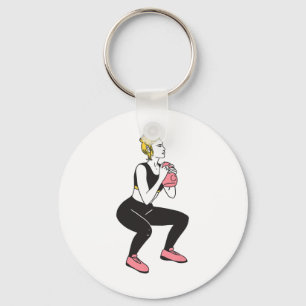Bodybuilder Legdag Meisje Kettlebells Fitness Body Sleutelhanger