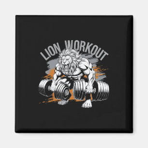 Bodybuilder Lion Lover Gym Draag Fitness Workout B Magneet