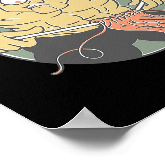 Bodybuilder Man Knitting Bodybuilding Cartoon Poster (Hoek)