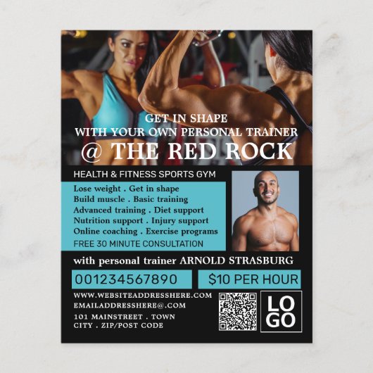 Bodybuilder, persoonlijke trainer, Gym Adverteren Flyer (Voorkant)