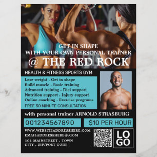 Bodybuilder, persoonlijke trainer, Gym Adverteren Flyer