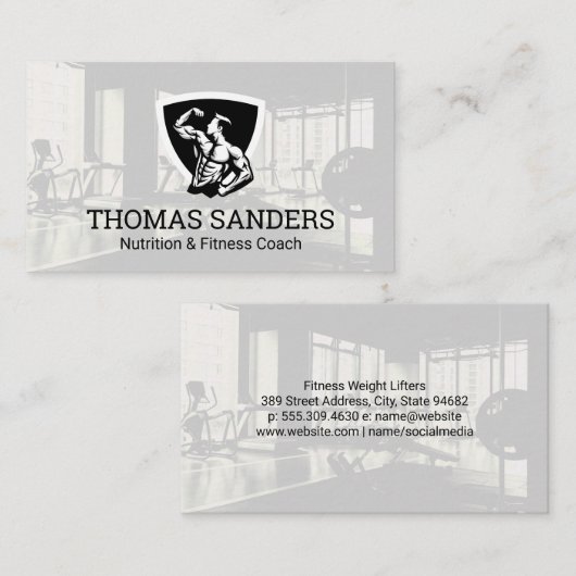Bodybuilder Pose Flexing | Sportzaal Visitekaartje (Voorkant / Achterkant)