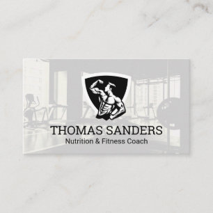 Bodybuilder Pose Flexing   Sportzaal Visitekaartje