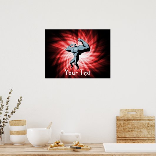 Bodybuilder; rood poster (Keuken)