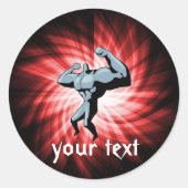 Bodybuilder; rood ronde sticker (Voorkant)