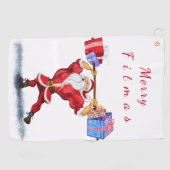 Bodybuilder Santa Christmas Golf Handdoek (Horizontaal)