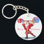 Bodybuilder Santa Christmas Sleutelhanger<br><div class="desc">Sleutelhangers met Bodybuilder Santa Claus met kerstcadeaus - Fun Cartoon Painting Funny Collectie - Kies / Voeg uw unieke tekst / naam / kleur - Maak uw speciale Sleutelhanger cadeau - Formaat wijzigen en verplaatsen of verwijderen en toevoegen van elementen / tekst met aanpassingstool! Schilderen en ontwerpen door MIGNED. Zie...</div>