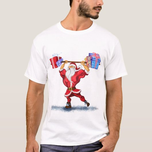 Bodybuilder Santa Claus Grappig Kerst T-shirt (Voorkant)