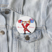 Bodybuilder Santa Claus kerstcadeautjes Button (In situ)