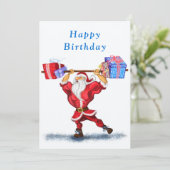 Bodybuilder Santa Claus met Gifts - Birthday Fun (Staand voorkant)