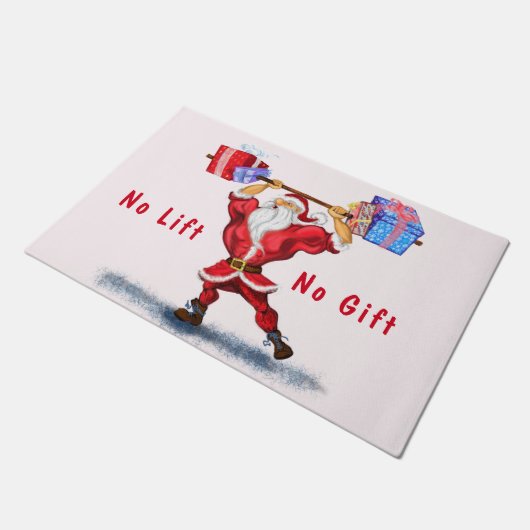 Bodybuilder Santa Claus met kerstcadeaus Funny Deurmat (Schuin)