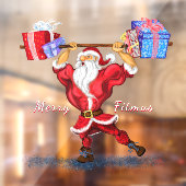 Bodybuilder Santa Claus met kerstcadeaus Funny Raamsticker (Vel 2)