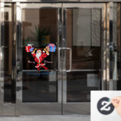 Bodybuilder Santa Claus met kerstcadeaus Funny Raamsticker (Kantoordeur)