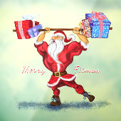 Bodybuilder Santa Claus met kerstcadeaus Funny Raamsticker (Vel 3)