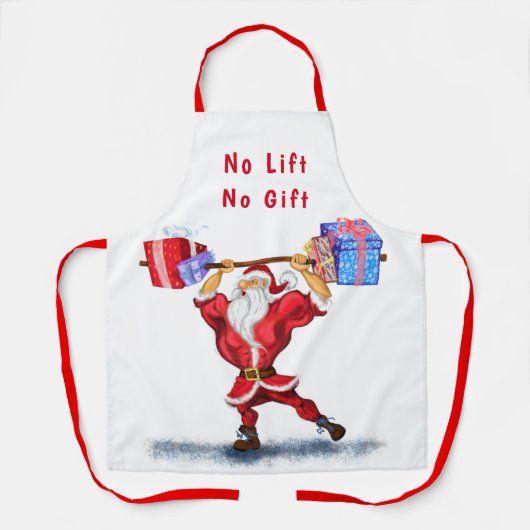 Bodybuilder Santa Claus met kerstcadeaus Funny Schort (Voorkant)