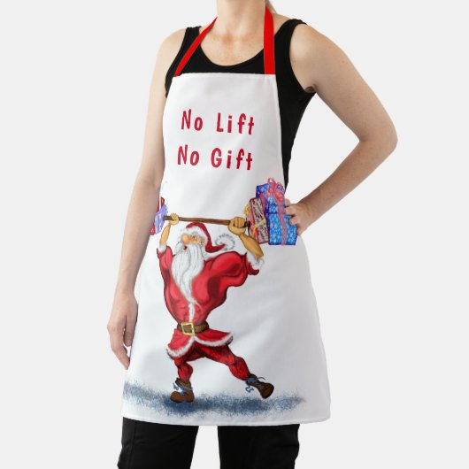 Bodybuilder Santa Claus met kerstcadeaus Funny Schort (Insitu)