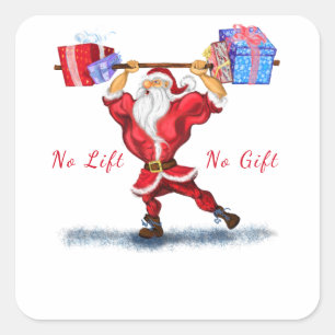 Bodybuilder Santa Claus met kerstcadeaus Funny Vierkante Sticker