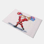 Bodybuilder Santa Claus met kerstcadeautjes - Fun Deurmat (Schuin)