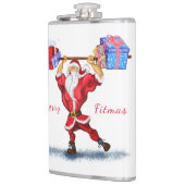 Bodybuilder Santa Claus met kerstcadeautjes - Fun Heupfles (Links)