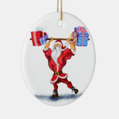 Bodybuilder Santa Claus met kerstcadeautjes - Fun Keramisch Ornament (Rechts)