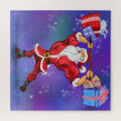 Bodybuilder Santa Claus met kerstcadeautjes - Fun Legpuzzel (Horizontaal)