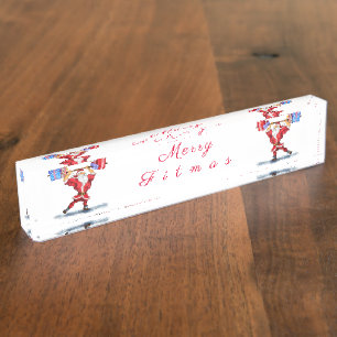 Bodybuilder Santa Claus met kerstcadeautjes - Fun Naambordje