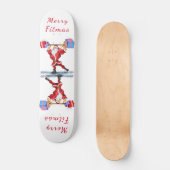 Bodybuilder Santa Claus met kerstcadeautjes - Fun Persoonlijk Skateboard (Voorkant)