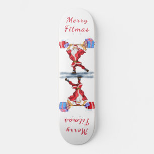 Bodybuilder Santa Claus met kerstcadeautjes - Fun Persoonlijk Skateboard