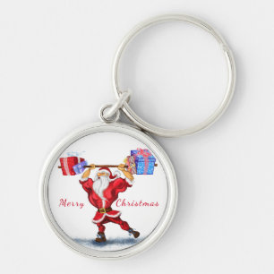 Bodybuilder Santa Claus met kerstcadeautjes - Fun Sleutelhanger