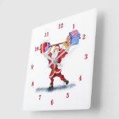 Bodybuilder Santa Claus met kerstcadeautjes - Fun Vierkante Klok (Hoek)