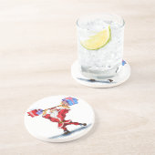 Bodybuilder Santa Claus met kerstcadeautjes - Fun Zandsteen Onderzetter (Zijkant)