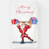 Bodybuilder Santa Funny Christmas Banner (Verticaal)