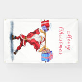 Bodybuilder Santa Funny Christmas Banner (Horizontaal)