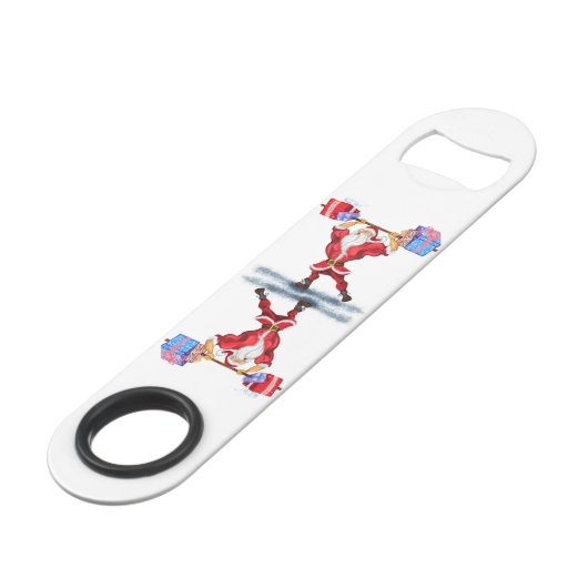 Bodybuilder Santa Funny Christmas Bar Key Speed Flessenopener (Voorkant Gekanteld)