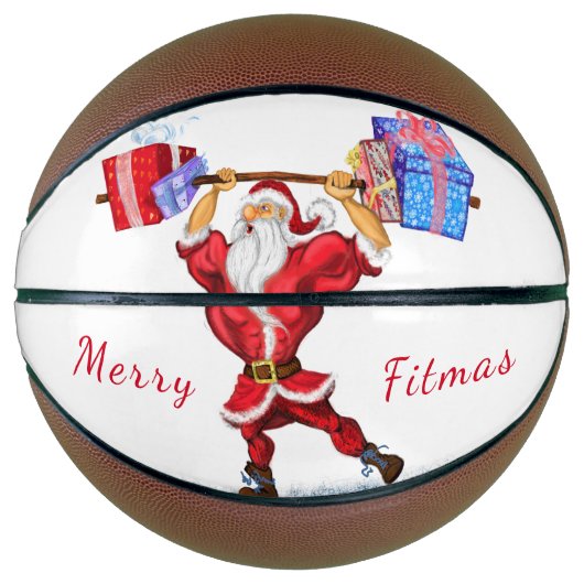 Bodybuilder Santa Funny Christmas Basketball Basketbal (Voorkant)
