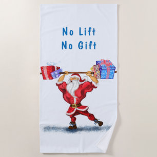 Bodybuilder Santa Funny Christmas Beach Handdoek