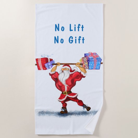 Bodybuilder Santa Funny Christmas Beach Handdoek (Voorkant)